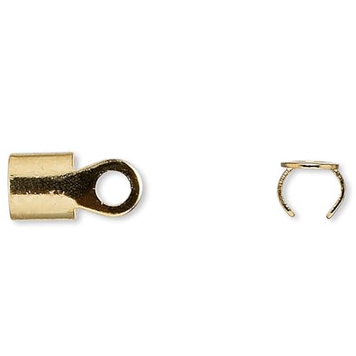 50 plattierte Faltschnur Quetschperlen Endspitze mit Schlaufe für dicke 2 mm – 4 mm Schmuckkordel (vergoldet) von Bdbeads
