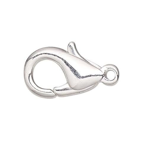 50 plattierte Karabinerverschlüsse mit Ringloch und Hebelverschluss für sichere Metall-Schmuckenden, Silber, 12 mm von Bdbeads
