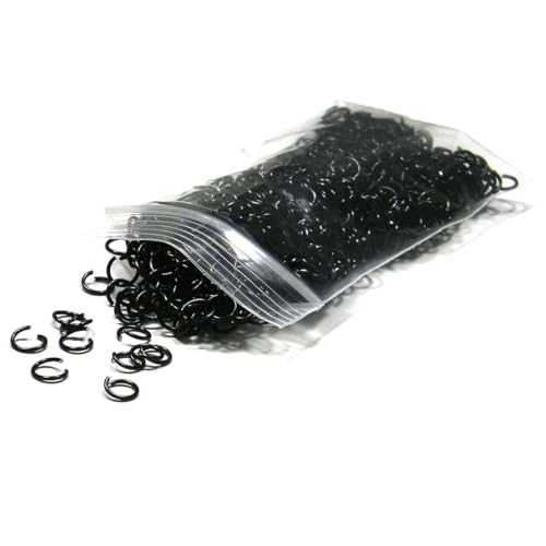 BdBeads Aluminium-Binderinge, 6 mm, 20 Gauge, 300 Stück, offene runde Kettenhemd-Schmuckstücke, mehrere Farben (schwarz) von Bdbeads