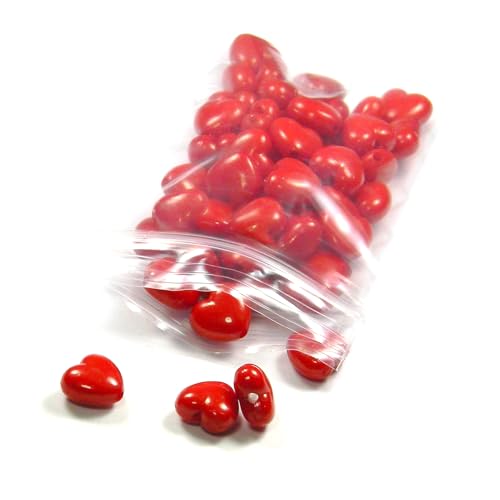 Bdbeads helle Kunststoff-Acrylperlen, herzförmig, lose Schmuckperlen, 10 mm, mit 1,5 mm Loch, Rot, 50 Stück von Bdbeads