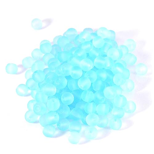 Glasperlen, matt, durchscheinend, 6 x 5 mm, rund, lose Abstandshalter, mit 1,2 mm Loch, in vielen Farben, 100 Stück (Hellblau) von Bdbeads