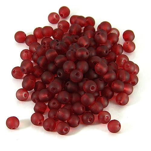 Glasperlen, matt, durchscheinend, 6 x 5 mm, rund, lose Abstandshalter, mit 1,2 mm Loch, in vielen Farben, Cranberryrot, 100 Stück von Bdbeads