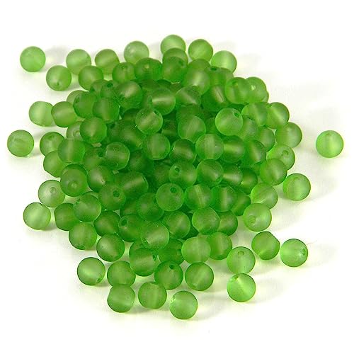 Glasperlen, matt, durchscheinend, 6 x 5 mm, rund, lose Abstandshalter, mit 1,2 mm Loch in vielen Farben, 100 Stück (Peridot Grün) von Bdbeads