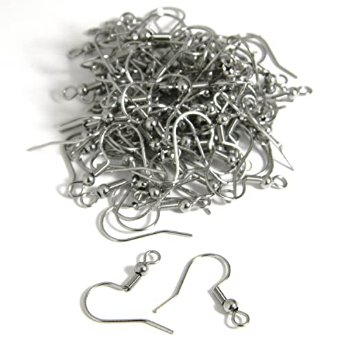 Hypoallergene silberfarbene chirurgische Edelstahl-Kugel- und Spiralhaken-Ohrringe mit offenem Schlaufenring (50) von Bdbeads