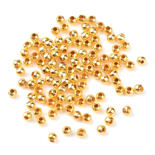 Runde Abstandshalterkugeln aus vergoldetem Stahl mit Löchern (6 mm), 100 Stück von Bdbeads