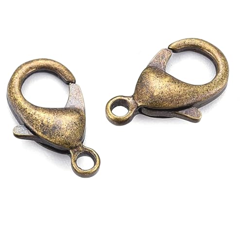 Schmuck-Karabinerverschlüsse, groß, 15 mm, metallbeschichtet, Gold, Silber, Platin, Kupfer oder Bronze, 10 Stück (antike Bronze) von Bdbeads
