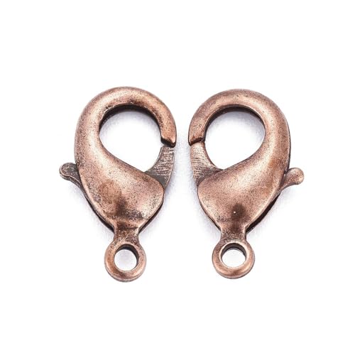 Schmuck-Karabinerverschlüsse, groß, 15 mm, metallbeschichtet, Gold, Silber, Platin, Kupfer oder Bronze, 10 Stück (antikes Kupfer) von Bdbeads