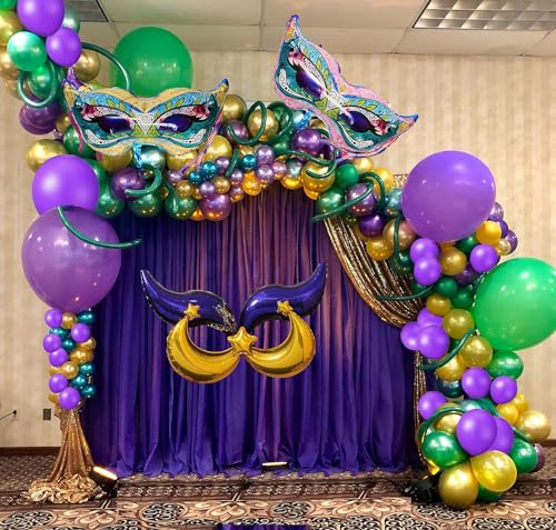 108 Stück Mardi Gras Karneval Party Ballon Set,Mardi Gras Party Luftballons mit Zubehör Lila Gold Grün Mardi Gras Ballons Mardi Gras Latex Ballons von Bdecoll