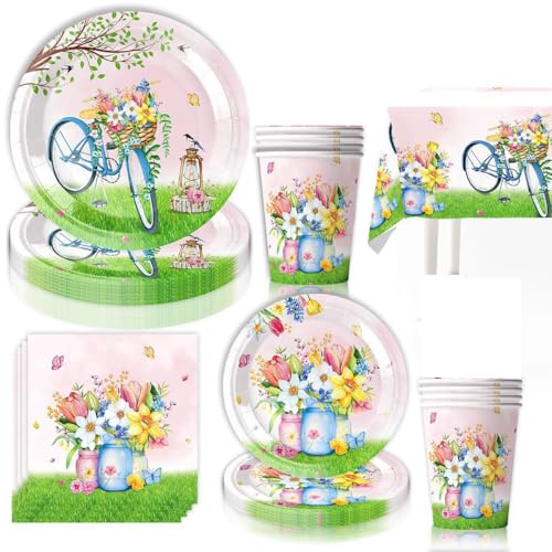 121-teiliges Frühlings-Wildblumen-Party-Dekoration für 30 Gäste, Blumengeschirr, Teller, Servietten, Tischdekorationen, Wildblumen-Geschirr, Party-Geschenk für Brautparty, Garten-Teeparty 121-teiliges Frühlings-Wildblumen-Party-Dekoration für 30 Gäste, Blumengeschirr, Teller, Servietten, Tischdekorationen, Wildblumen-Geschirr, Party-Geschenk für Brautparty, Garten-Teeparty von Bdecoll