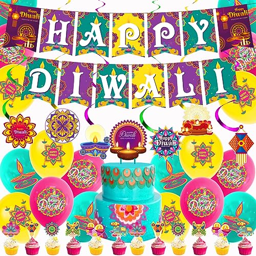 4pack Happy Diwali Party-Set Festival of Lights Indian Festival Deepavali Banner Garlands für Diwali Dekoration Door Decoration (D) von Bdecoll