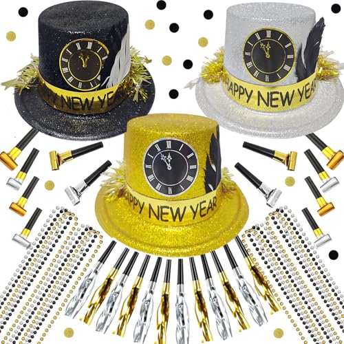 Bdecoll 39 Stück Silvester Deko 2025 Party Set,Glitzer Schwarz Gold Silber Neujahr Partyhüte,Squawkers,Partytröten,Necklace für Neujahrdeko 2025 Silvester Party Accessoire Bdecoll 39 Stück Silvester Deko 2025 Party Set,Glitzer Schwarz Gold Silber Neujahr Partyhüte,Squawkers,Partytröten,Necklace für Neujahrdeko 2025 Silvester Party Accessoire von Bdecoll