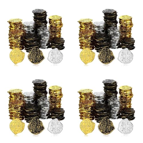 Bdfhjln 1200 Stück Kunststoff Goldmünzen Piratenmünzen Kinderspielmünzen für Piratenparty Schatztruhe Spiele Tokens Spielzeug Cosplay von Bdfhjln