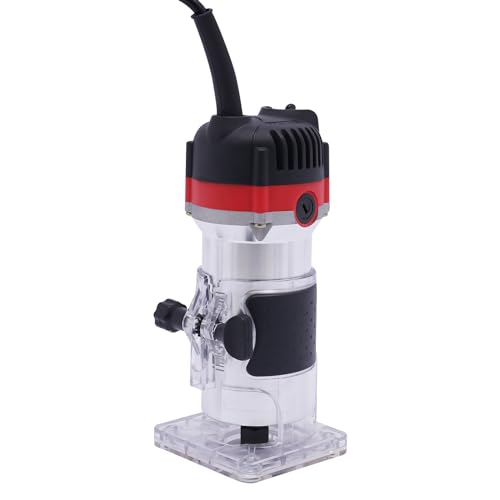 800W Oberfräse 30000 U/min, Elektrische Handfräse mit Aluminiumgehäuse, Einhandfräse Holzfräser mit Koffer & Zubehör für Kantenbearbeitung, Schwarz/Rot 800W Oberfräse 30000 U/min, Elektrische Handfräse mit Aluminiumgehäuse, Einhandfräse Holzfräser mit Koffer & Zubehör für Kantenbearbeitung, Schwarz/Rot von Bdneygtyr