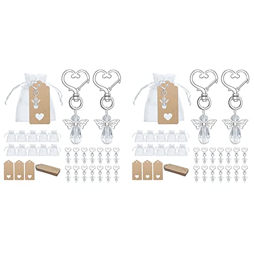 Bdukbduk 60-teiliges Engel-Schlüsselanhänger-Souvenir, Hochzeitsgeschenke, Babyparty-Geschenk-Set mit Etikett, Kordelzug, Süßigkeitenbeutel von Bdukbduk
