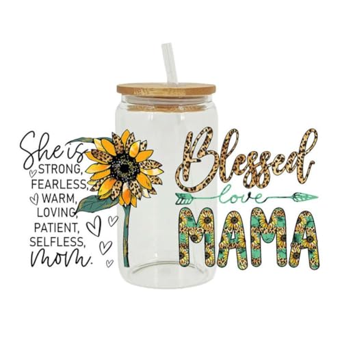 UV DTF Cup for 16 - UV DTF Transfer Sticker for Glass, Mom Daily Affirmation, Rainbow, Sunflower, Butterfli Bohemian von Bduttlefish