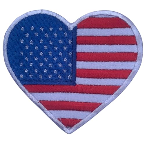 BeBuz All Countries Embroidered Heart Flag Patches - Iron On / Sew-On National Emblem Appliqué - Fabric Repair Tactical Military Badges for Jacket, Hat, Backpack, DIY Craft (USA) von Be Buz