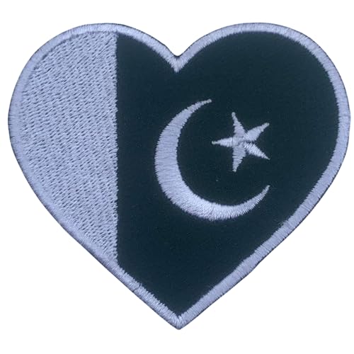 BeBuz Alle Länder Bestickte Herz Flagge Patches - Aufbügeln/Aufnähen Nationale Emblem Applikation - Stoff Reparatur Taktische Militär Abzeichen für Jacke, Hut, Rucksack, DIY Handwerk (Pakistan) von Be Buz