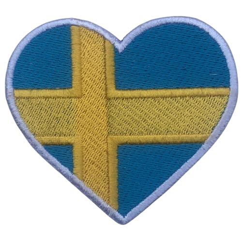BeBuz Alle Länder Bestickte Herz Flagge Patches - Aufbügeln/Aufnähen Nationale Emblem Applikation - Stoff Reparatur Taktische Militär Abzeichen für Jacke, Hut, Rucksack, DIY Handwerk (Schweden) von Be Buz