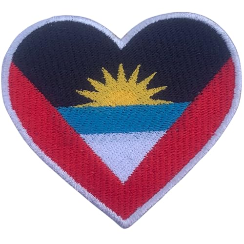 BeBuz Alle Länder Gestickte Herz Flagge Patches - Aufbügeln/Aufnähen Nationale Emblem Applikation - Stoff Reparatur Taktische Militär Abzeichen für Jacke, Hut, Rucksack, DIY Handwerk (Antigua und BeBuz Alle Länder Gestickte Herz Flagge Patches - Aufbügeln/Aufnähen Nationale Emblem Applikation - Stoff Reparatur Taktische Militär Abzeichen für Jacke, Hut, Rucksack, DIY Handwerk (Antigua und von Be Buz