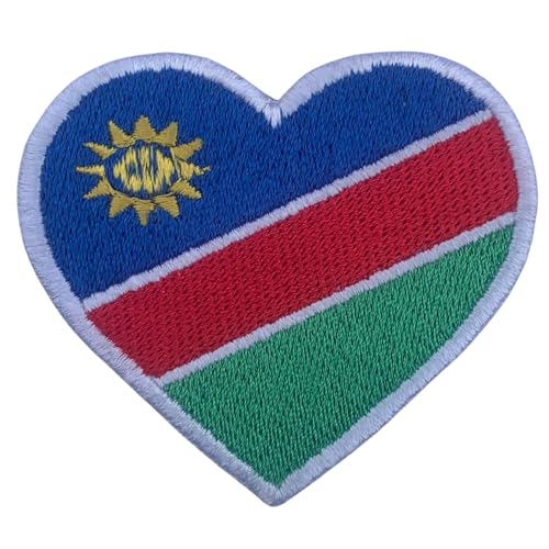 BeBuz Alle Länder Gestickte Herz Flagge Patches - Aufbügeln/Aufnähen Nationale Emblem Applikation - Stoff Reparatur Taktische Militär Abzeichen für Jacke, Hut, Rucksack, DIY Handwerk (Namibia) von Be Buz