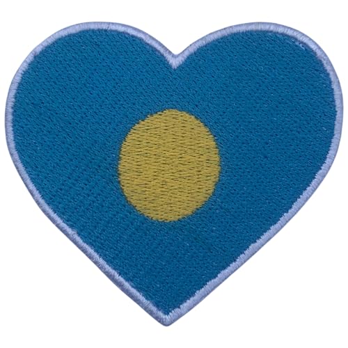 BeBuz Alle Länder Gestickte Herz Flagge Patches - Aufbügeln/Aufnähen Nationale Emblem Applikation - Stoff Reparatur Taktische Militär Abzeichen für Jacke, Hut, Rucksack, DIY Handwerk (Palau) von Be Buz