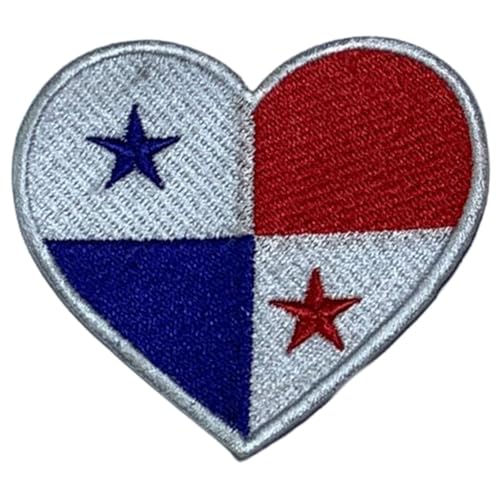 BeBuz Alle Länder Gestickte Herz Flagge Patches - Aufbügeln/Aufnähen Nationale Emblem Applikation - Stoff Reparatur Taktische Militär Abzeichen für Jacke, Hut, Rucksack, DIY Handwerk (Panama) von Be Buz