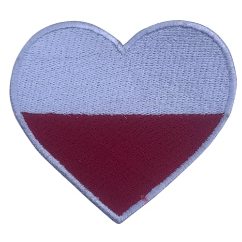 BeBuz Alle Länder Gestickte Herz Flagge Patches - Aufbügeln/Aufnähen Nationale Emblem Applikation - Stoff Reparatur Taktische Militär Abzeichen für Jacke, Hut, Rucksack, DIY Handwerk (Polen) von Be Buz
