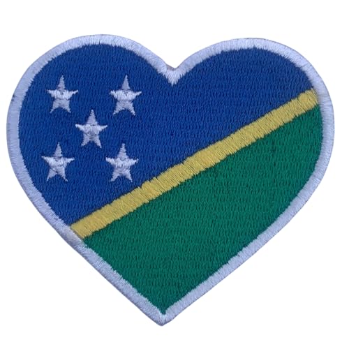 BeBuz Alle Länder Gestickte Herz Flagge Patches - Aufbügeln/Aufnähen Nationale Emblem Applikation - Stoff Reparatur Taktische Militär Abzeichen für Jacke, Hut, Rucksack, DIY Handwerk (Salomonen) von Be Buz
