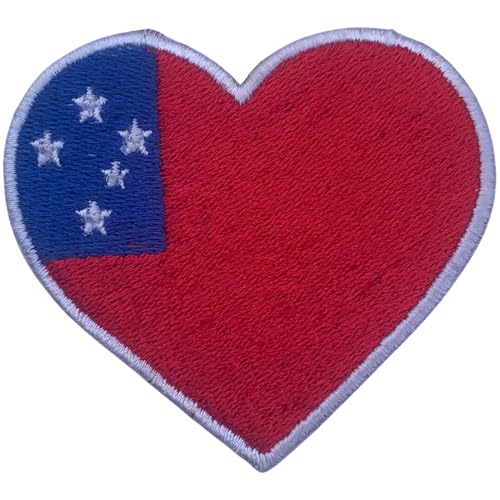 BeBuz Alle Länder Gestickte Herz Flagge Patches - Aufbügeln/Aufnähen Nationale Emblem Applikation - Stoff Reparatur Taktische Militär Abzeichen für Jacke, Hut, Rucksack, DIY Handwerk (Samoa) von Be Buz
