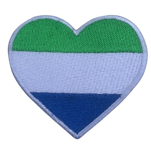 BeBuz Alle Länder Gestickte Herz Flagge Patches - Aufbügeln/Aufnähen Nationale Emblem Applikation - Stoff Reparatur Taktische Militär Abzeichen für Jacke, Hut, Rucksack, DIY Handwerk (Sierra Leone) von Be Buz