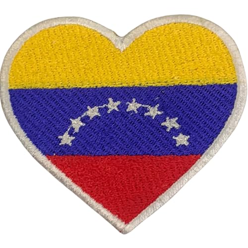 BeBuz Alle Länder Gestickte Herz Flagge Patches - Aufbügeln/Aufnähen Nationale Emblem Applikation - Stoff Reparatur Taktische Militär Abzeichen für Jacke, Hut, Rucksack, DIY Handwerk (Venezuela) von Be Buz