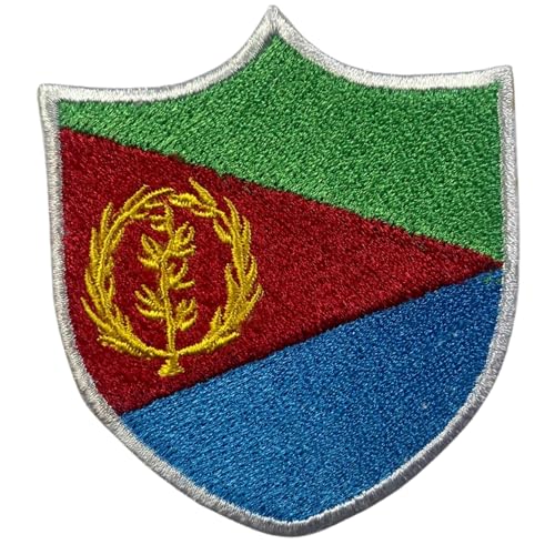BeBuz Aufnäher Eritrea Flagge bestickt zum Aufnähen oder Aufbügeln für Jacken, Rucksäcke, Hüte und Kleidung, 6,3 x 5,5 cm von Be Buz