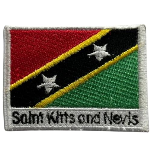 BeBuz Aufnäher mit Namensaufnäher, Motiv: St. Kitts und Nevis, bestickt, zum Aufbügeln oder Aufnähen, Stoffreparatur-Flicken – Emblem von Be Buz