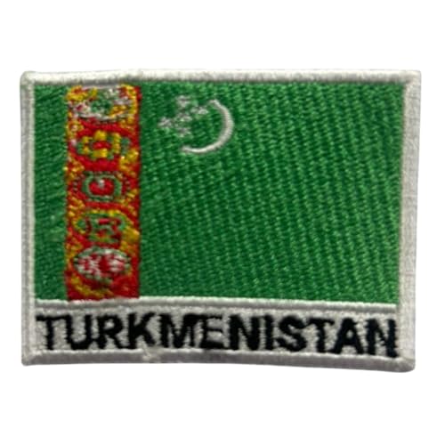 BeBuz Aufnäher mit Namensaufnäher, Motiv: Turkmenistan-Flagge mit Namen, bestickt, zum Aufbügeln oder Aufnähen, Stoffreparatur-Flicken – Emblem von Be Buz