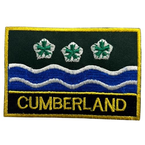 BeBuz Aufnäher mit UK-Flagge 9,5 cm x 6 cm, bestickt, zum Aufbügeln oder Aufnähen, strapazierfähiger Stoff, Applikation für Jacken, Rucksäcke, Hüte und Kleidung (Cumberland) von Be Buz