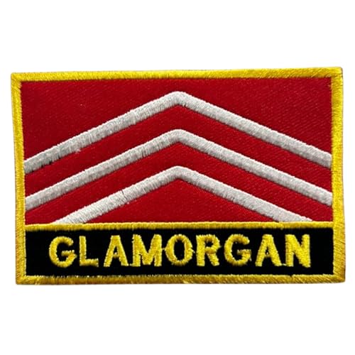 BeBuz Aufnäher mit UK-Flagge 9,5 cm x 6 cm, bestickt, zum Aufbügeln oder Aufnähen, strapazierfähiger Stoff, Applikation für Jacken, Rucksäcke, Hüte und Kleidung (Glamorgan) von Be Buz