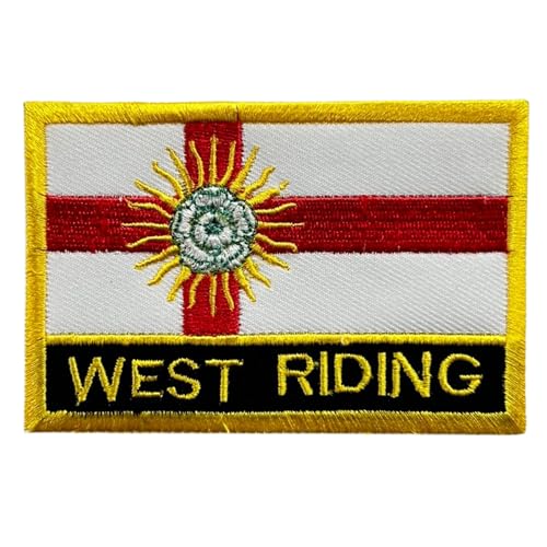 BeBuz Aufnäher mit UK-Flagge 9,5 cm x 6 cm, bestickt, zum Aufbügeln oder Aufnähen, strapazierfähiger Stoff, Applikation für Jacken, Rucksäcke, Hüte und Kleidung (West Riding) von Be Buz