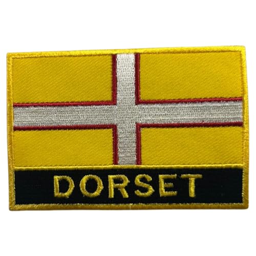 BeBuz Aufnäher mit UK-Flagge von County, 9,5 cm x 6 cm, bestickt, zum Aufbügeln oder Aufnähen, strapazierfähiger Stoff, Applikation für Jacken, Rucksäcke, Hüte und Kleidung (Dorset) von Be Buz