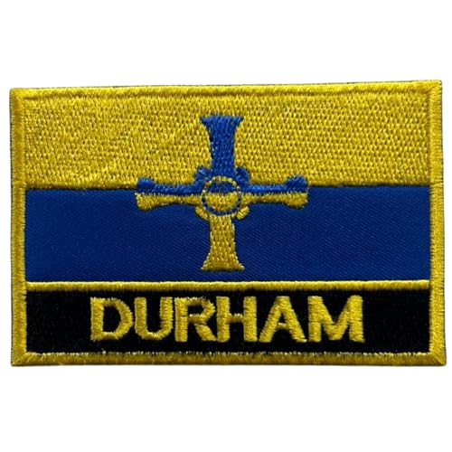 BeBuz Aufnäher mit UK-Flagge von County, 9,5 cm x 6 cm, bestickt, zum Aufbügeln oder Aufnähen, strapazierfähiger Stoff, Applikation für Jacken, Rucksäcke, Hüte und Kleidung (Durham) von Be Buz