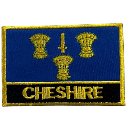 BeBuz Aufnäher mit UK-Flagge von County, 9,5 cm x 6 cm, bestickt, zum Aufbügeln oder Aufnähen, strapazierfähiger Stoff, Applikation für Jacken, Rucksäcke, Hüte und Kleidung (Grinsekret) von Be Buz