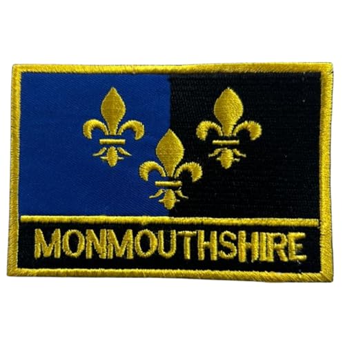 BeBuz Aufnäher mit UK-Flagge von County, 9,5 cm x 6 cm, bestickt, zum Aufbügeln oder Aufnähen, strapazierfähiger Stoff, Applikation für Jacken, Rucksäcke, Hüte und Kleidung (Monmouthshire) von Be Buz