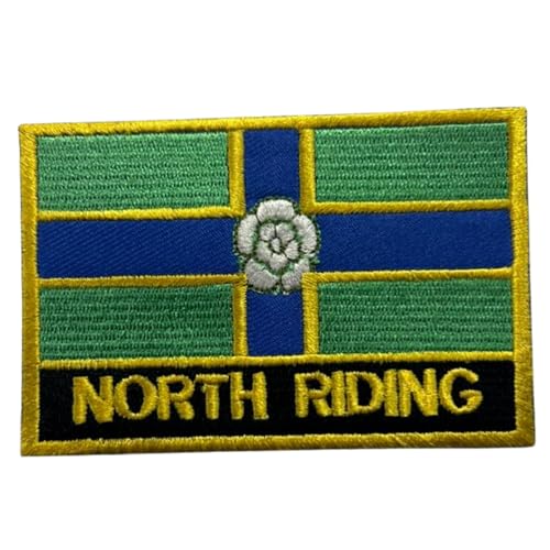 BeBuz Aufnäher mit UK-Flagge von County, 9,5 cm x 6 cm, bestickt, zum Aufbügeln oder Aufnähen, strapazierfähiger Stoff, Applikation für Jacken, Rucksäcke, Hüte und Kleidung (North Riding) von Be Buz