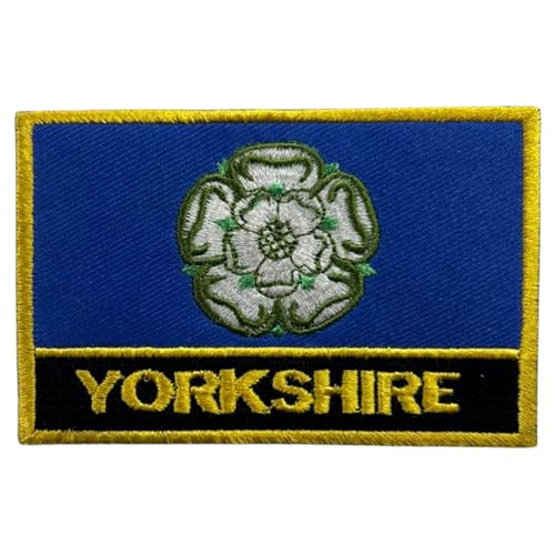 BeBuz Aufnäher mit UK-Flagge von County, 9,5 cm x 6 cm, bestickt, zum Aufbügeln oder Aufnähen, strapazierfähiger Stoff, Applikation für Jacken, Rucksäcke, Hüte und Kleidung (Yorkshire) von Be Buz