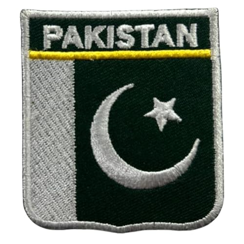 BeBuz Aufnäher mit pakistanischer Nationalschild-Flagge, bestickt, zum Aufbügeln, patriotische Applikation, Emblem für Jacken, Hüte, Taschen, Militäruniformen von Be Buz