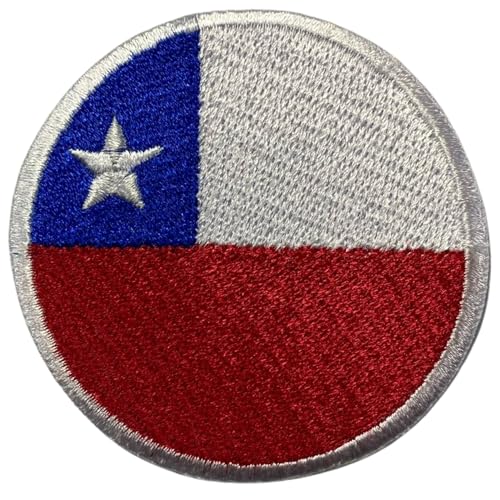 BeBuz Chile Flagge Patch Rund/Kreis 6cm Besticktes Bügelbild Aufbügler Aufnäher Abzeichen Militär Taktisches Emblem Abzeichen für Jacken Rucksäcke Hüte Kleidung von Be Buz