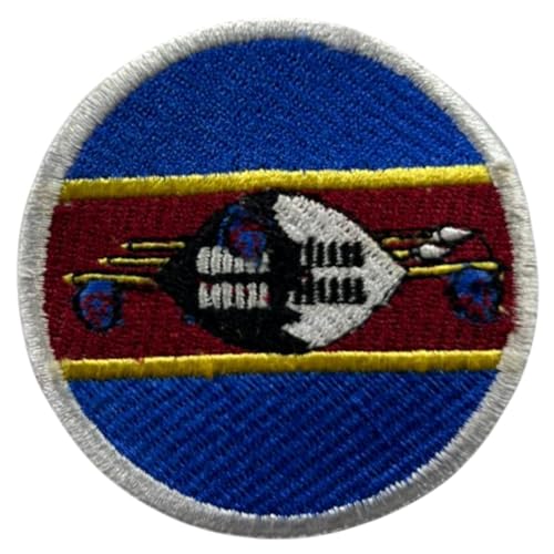 BeBuz Eswatini Flagge Patch Runde/Kreis 6cm Besticktes Bügelbild Aufbügler Aufnäher Abzeichen Militär Taktisches Emblem Abzeichen für Jacken Rucksäcke Hüte Kleidung von Be Buz