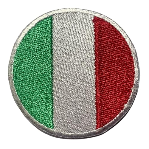 BeBuz Italien Flagge Patch Rund/Kreis 6cm Besticktes Bügelbild Aufbügler Aufnäher Abzeichen Militär Taktisches Emblem Abzeichen für Jacken Rucksäcke Hüte Kleidung von Be Buz
