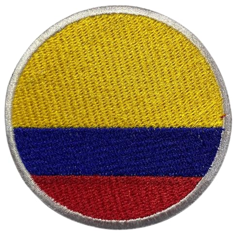 BeBuz Kolumbien Flagge Patch Rund/Kreis 6cm Besticktes Bügelbild Aufbügler Aufbügler Aufnäher Abzeichen Militär Taktisches Emblem Abzeichen für Jacken Rucksäcke Hüte Kleidung von Be Buz