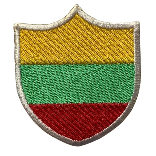 BeBuz Litauen Schild Flagge Patch bestickt Eisen Sew On Badge National Emblem Tactical Military Moral Patch für Jacken, Rucksäcke, Hüte und Kleidung 6,3 x 5,5 cm von Be Buz