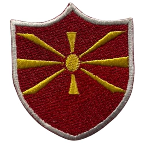 BeBuz Nordmazedonien Schild Flagge Patch bestickt Eisen Sew on Badge National Emblem Tactical Military Moral Patch für Jacken, Rucksäcke, Hüte und Kleidung 6,3 x 5,5 cm BeBuz Nordmazedonien Schild Flagge Patch bestickt Eisen Sew on Badge National Emblem Tactical Military Moral Patch für Jacken, Rucksäcke, Hüte und Kleidung 6,3 x 5,5 cm von Be Buz